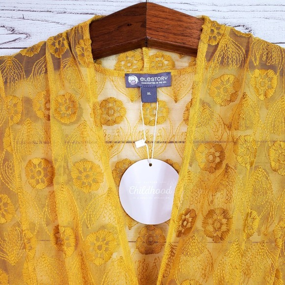 Elestory Enchanted Lace Embroidered Floral Maxi See Through Dress Size XL NWT - Picture 3 of 9